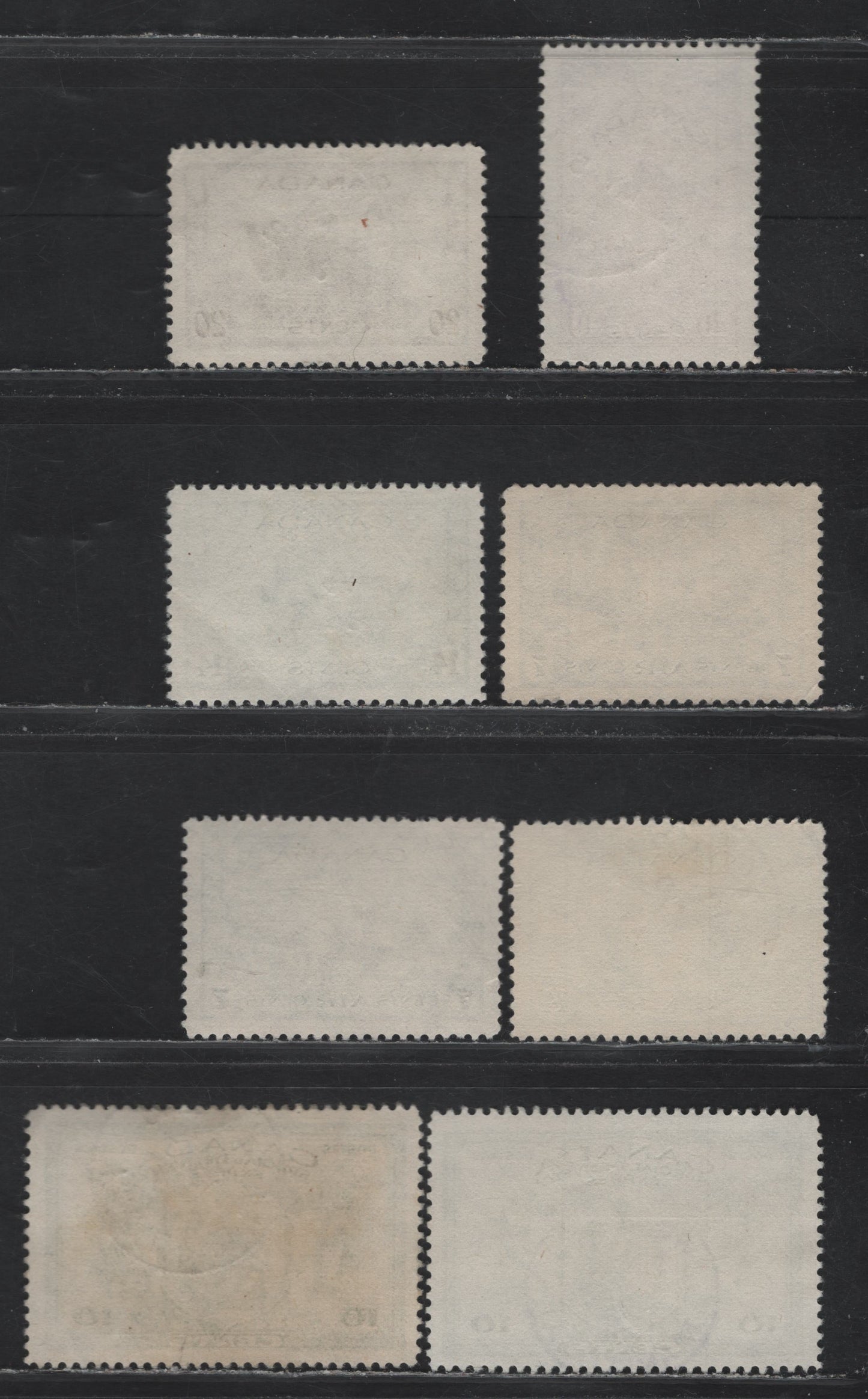 Lot 308 Canada #257, 259-260, C8, E10 10c - 10c Brown - Green Parliament Buildings - Arms & Flag, 1942-1943 War Definitives - Special Delivery Issues, 8 Very Fine Used Singles, SON CDS Cancels, Unchecked As To Paper Types & Perfs