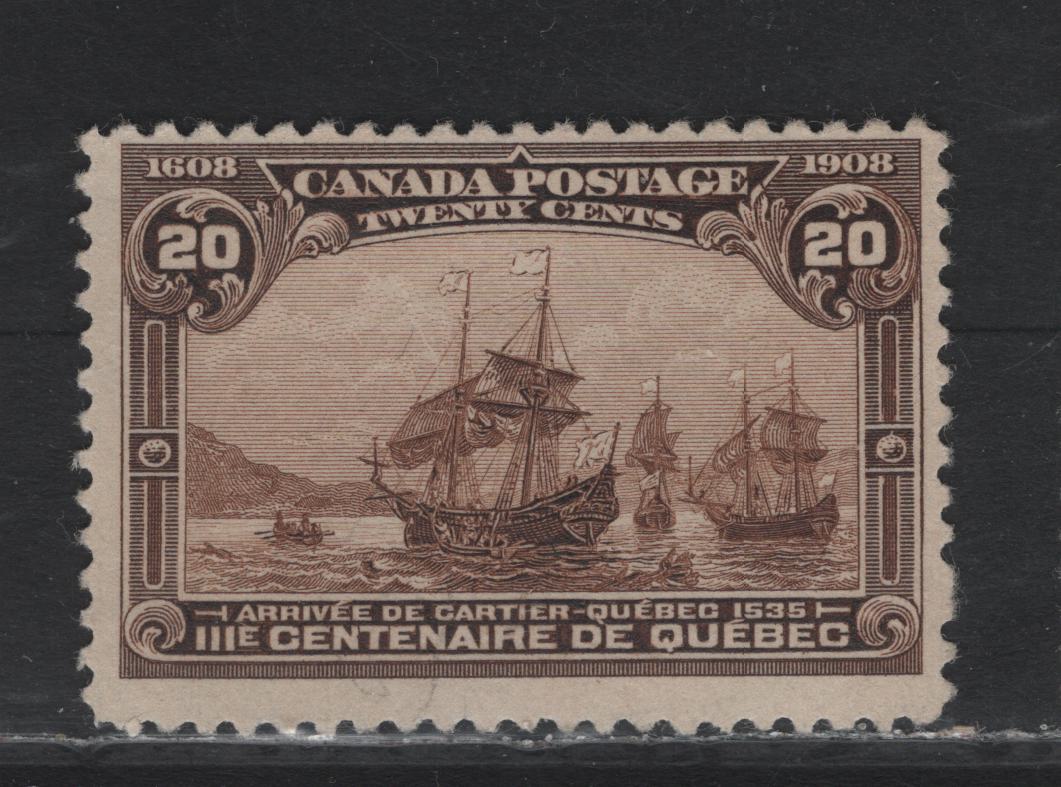 Lot 32 Canada (C) #103 15c Dark Brown Cartier's Arrival, 1908 Quebec Tercentenary Issue, A Fine Unused Single, ABN-B Paper, Perf 12