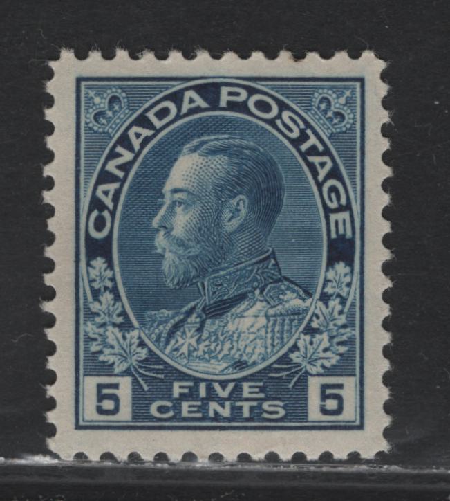 Lot 37 Canada (C) #111 5c Dark Blue King George V, 1911-1925 Admiral Issue, A VFOG Single, ABN-E Paper, Perf 11.9x11.8, 17.5x21.5mm Design.