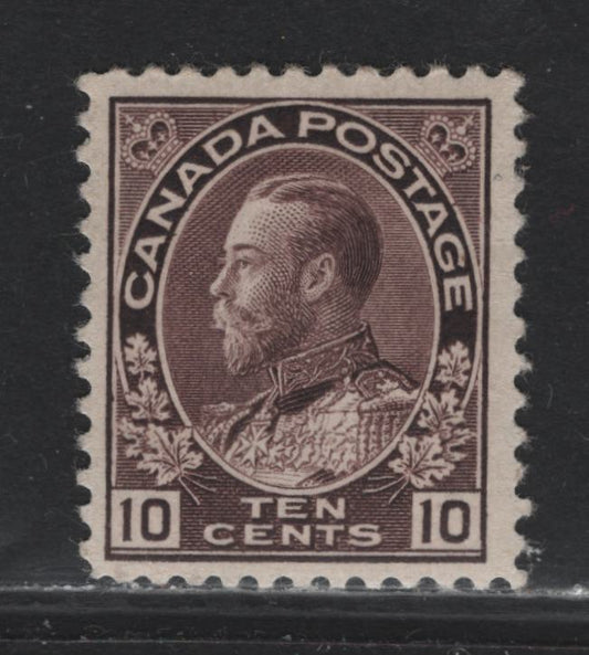 Lot 38 Canada (C) #116 10c Plum King George V, 1911-1925 Admiral Issue, A FNH Single, ABN-K Paper, Perf 11.85x11.75, Normal Frameline, 17.5x21.5mm Design, Wet Printing.