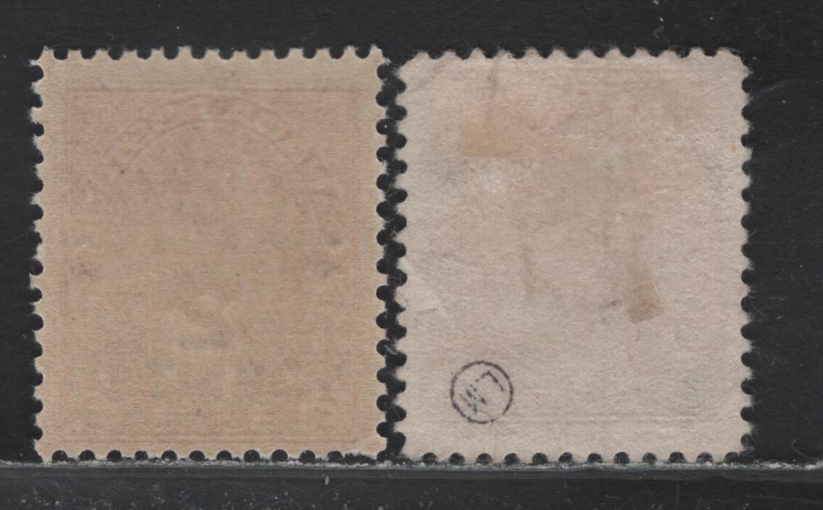 Lot 48 Canada (C) #139-140 2c on 3c Carmine Red- Carmine King George V, 1926 Admiral Provisional Issue, 2 FNH & Unused Singles, ABN-O & ABN-M Papers, The One Line Surcharge Has No Gum, Perfs 12.05 & 11.8x11.75