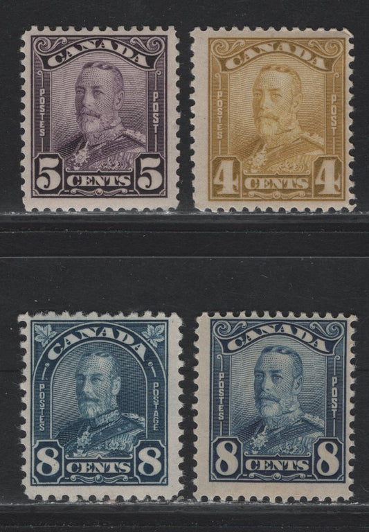 Lot 50 Canada (C) #152-154, 169a, 171-172 4c - 8c Bistre - Red Orange King George V, 1928-1931 Scroll - Arch/Leaf Issues, 6 F/VFOG Singles, Unchecked As To Paper, Perf, Gum Type & Design