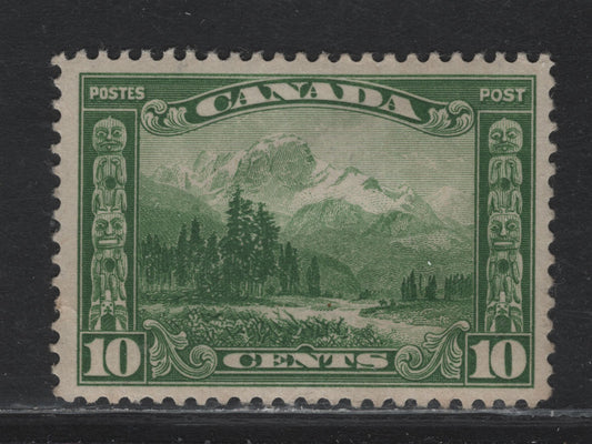 Lot 52 Canada (C) #155 10c Deep Yellow Green Mount Hurd, 1928-1929 Scroll Issue, A VFOG Single, ABN-M Paper