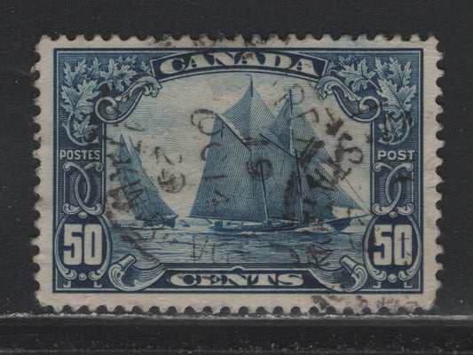Lot 53 Canada (C) #158 5c Dark Blue Bluenose, 1928-1929 Scroll Issue, A Fine Used Single, ABN-Q Paper, Small Internal Wrinkle At LL & Slightly Short Corner At LR