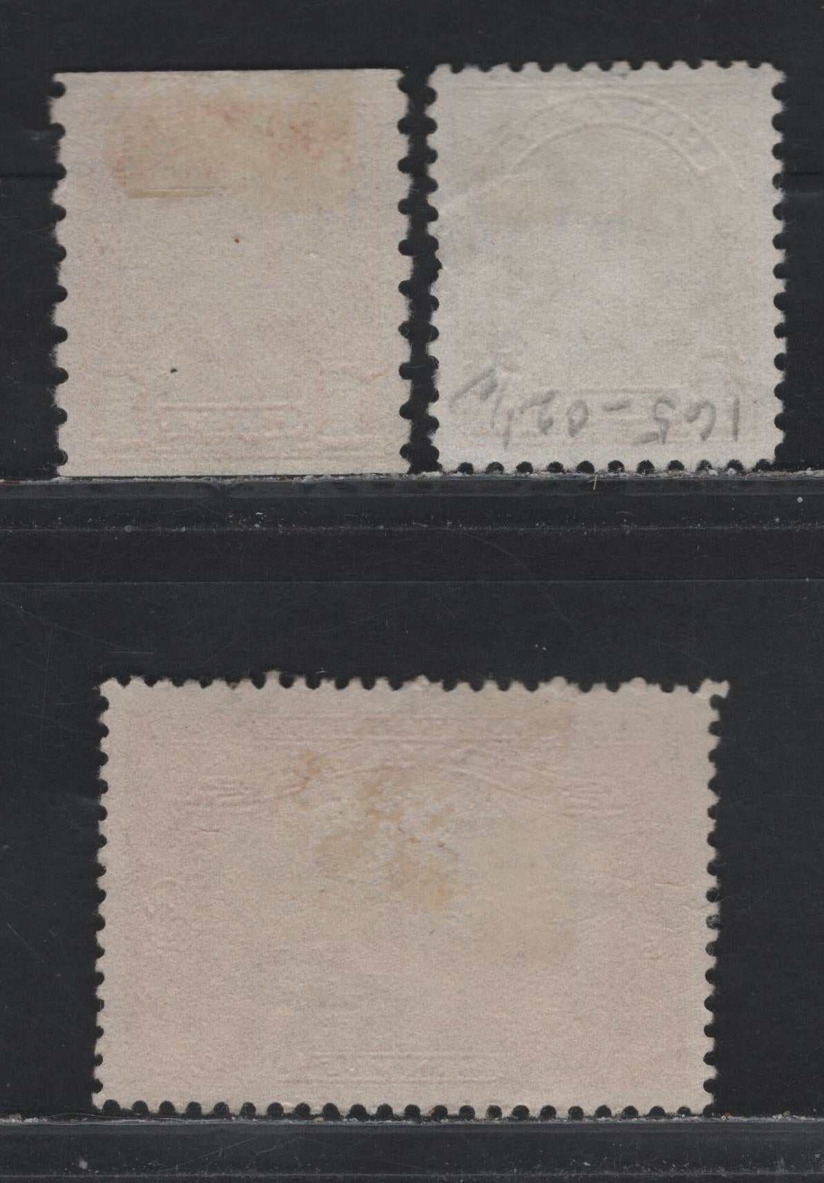 Lot 54 Canada (C) #143, 160, 168 3c - 4c Carmine Red - Yellow Bistre Parliament Building - King George V, 1927-1931 Confederation - Arch/Leaf Issues, 3 Fine/Very Fine Used Singles, Unchecked As To Paper & Perf
