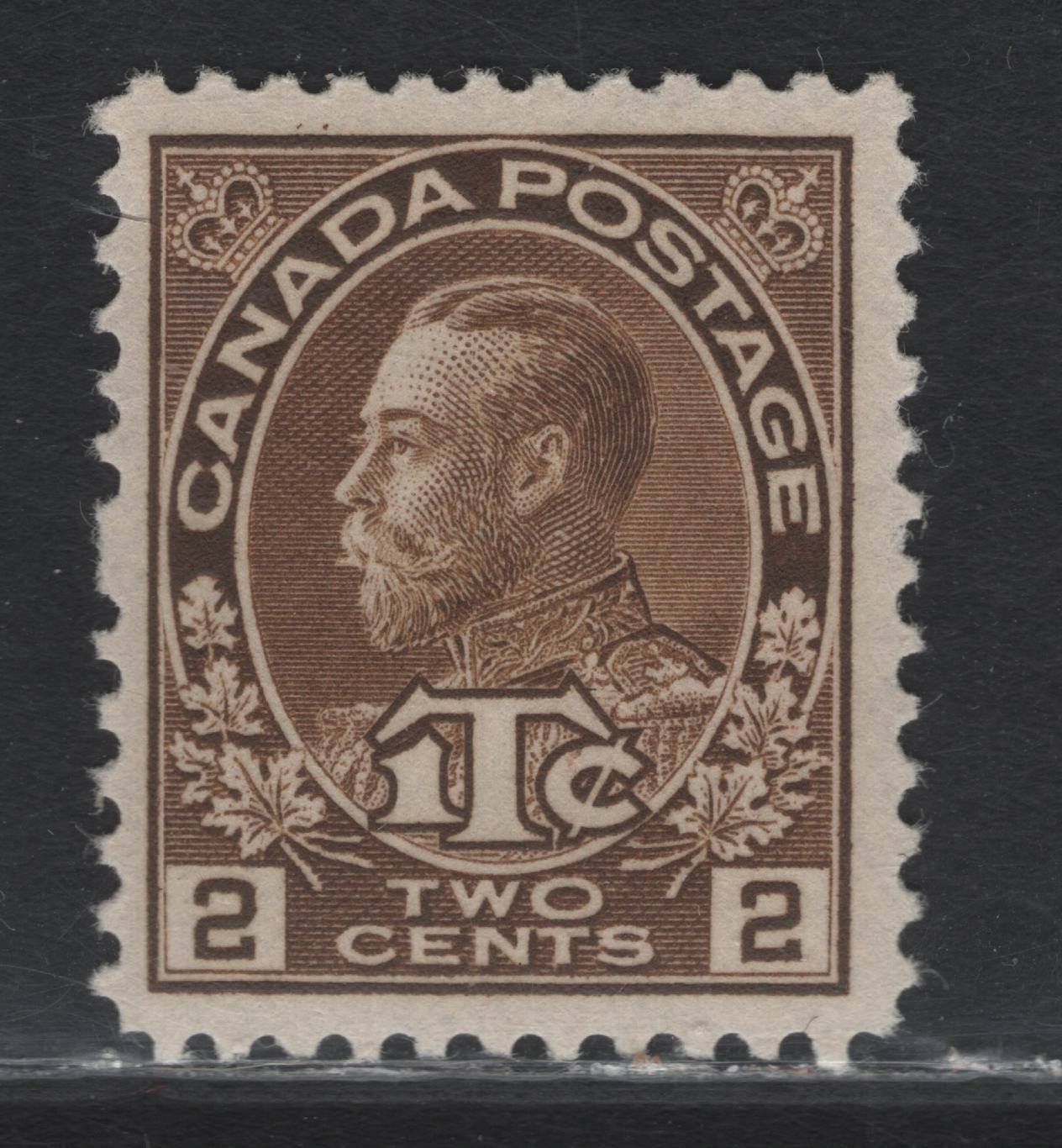 Lot 68 Canada (C) #MR4 2c+1c Olive Brown King George V, 1916 War Tax Issue, A VFNH Single, ABN-A Paper, Perf 12x11.95