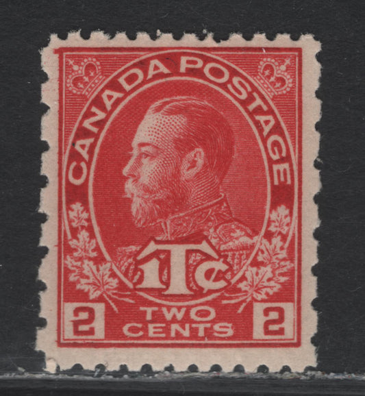 Lot 69 Canada (C) #MR5 2c+1c Carmine Red King George V, 1916 War Tax Issue, A FNH Single, Die 1, Perf 12x8, ABN-A Paper.