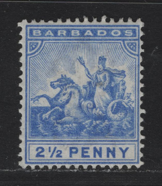 Lot 1 Barbados (C) SG#109 2.5d Ultramarine , 1892-1903 Badge of the Colony Issue, A VFOG Single, Crown CA Wmk