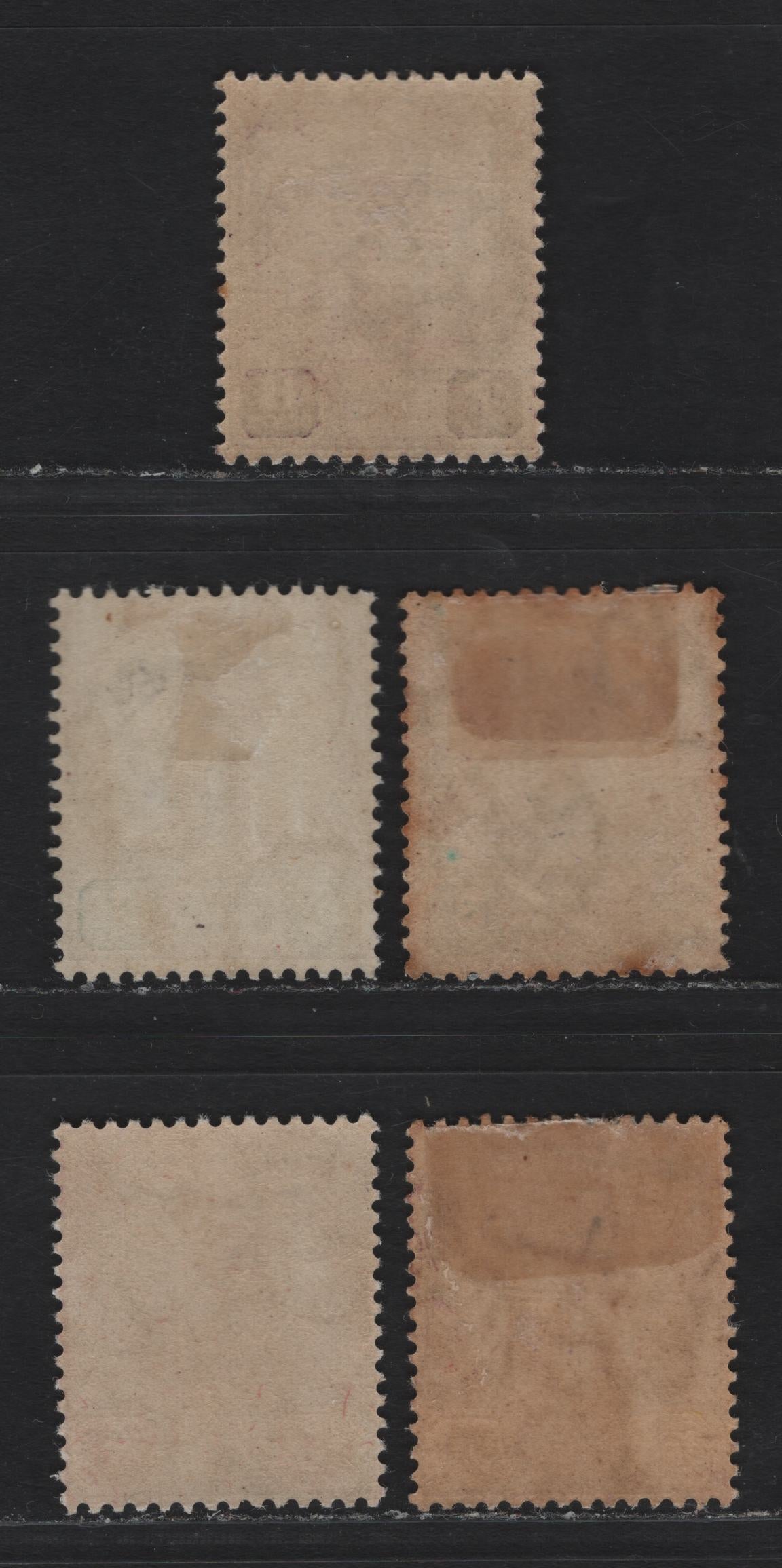 Lot 132 Malaya - Johore (C) SG#66, 78, 80, 91, 112 8c - 10c Dull Purple & Blue - Dull Purple & Yellow , 1904-1941 Sultan Ibrahim Keyplate Issues, 5 F/VFOG Singles, Rosette, Multiple Rosettes, Multiple Crown CA & Script CA Wmks