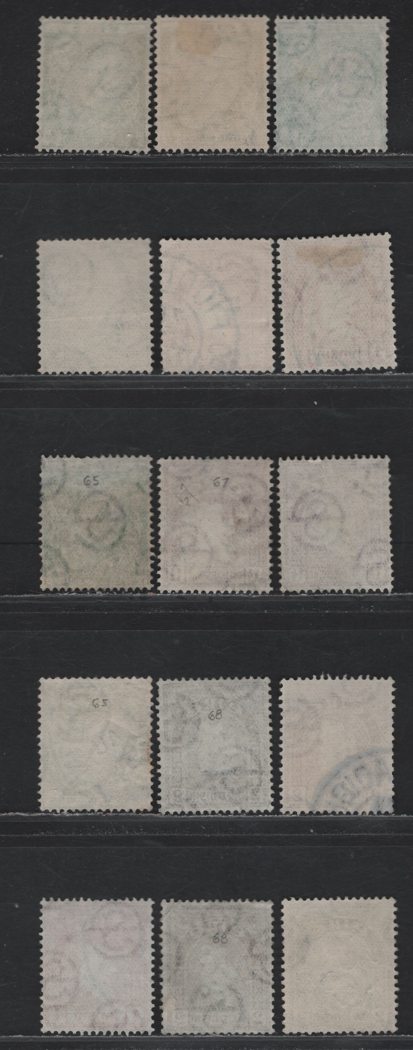 Lot 14 Ireland (C) SG#71-74 1/2d - 2d Bright Green/Emerald Green - Gray Green , 1922-1934 Pictorial Keyplates, 15 Very Fine Used Singles, Different Shades, S&E Monogram Wmk