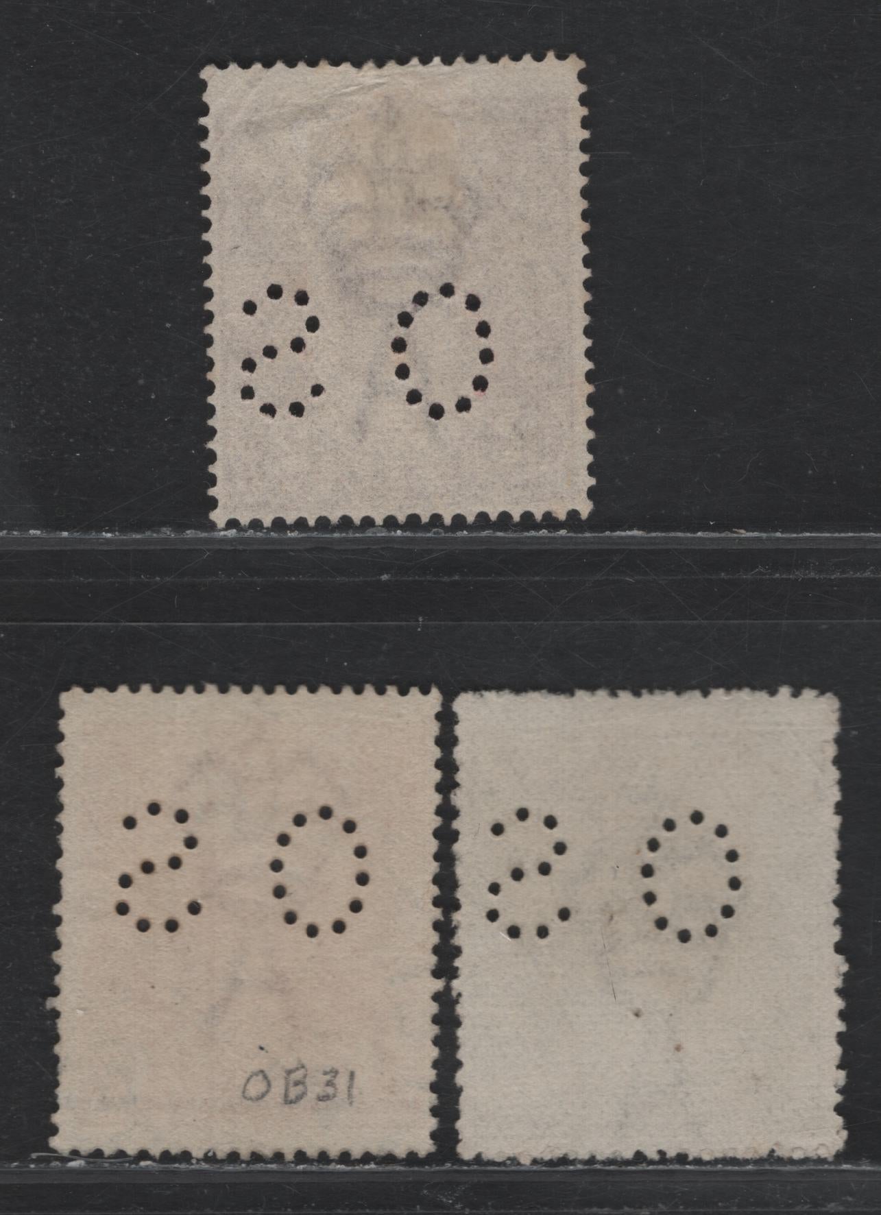 Lot 19 Australia (C) SG#O41, O81a, O83 2d-4d Orange, Bright Red Brown & Olive Yellow King George V, 1914-1924 Profile Heads Perf. Small "OS", 3 VG & Fine Used Singles Wmk Pointy Crown Over A, Small Crease On The 2d