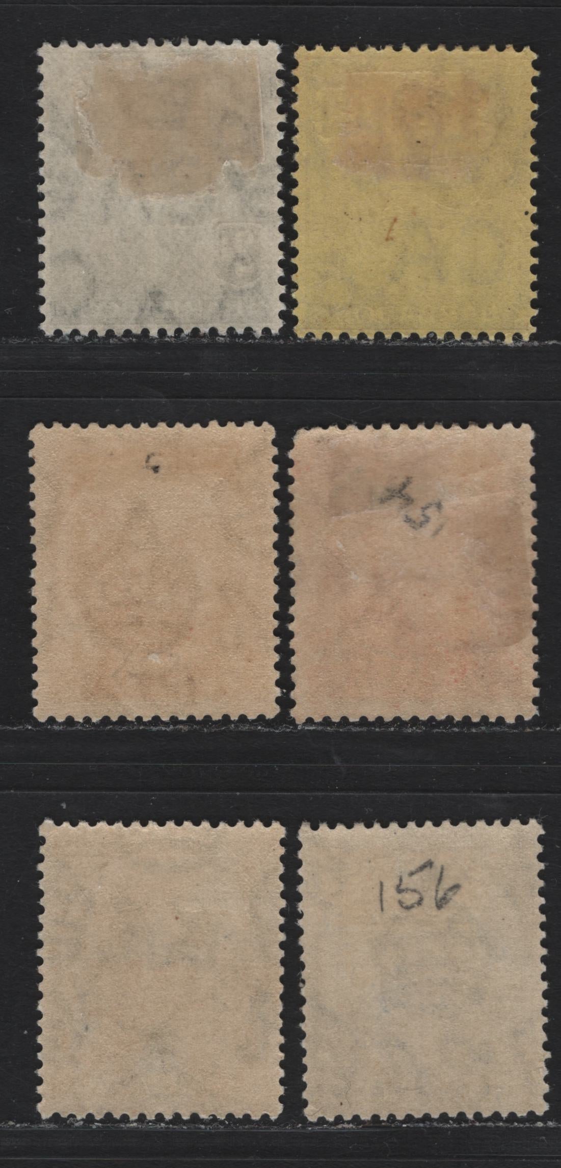 Lot 2 Barbados (C) SG#173, 175, 217, 220b, 221-222 2d - 2.5d Grayish Slate - Ultramarine , 1912-1924 KGV Badge of the Colony - Small Badge of the Colony Issues, 6 F/VFOG Singles