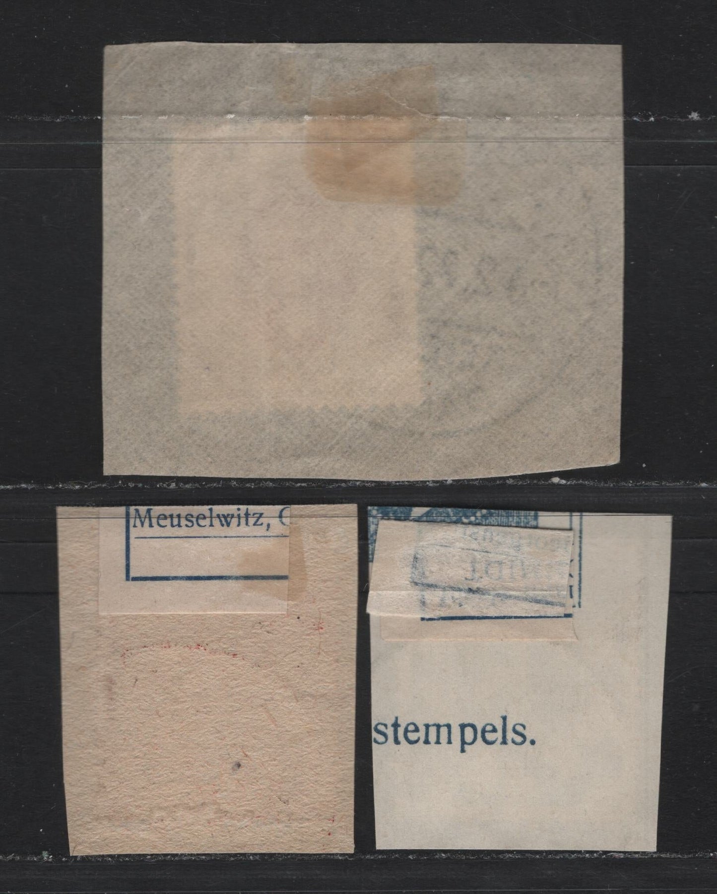 Lot 288 Danzig SC#75, 104-105 (Michel# 138, 140, 85) 2m - 80m Gray & Carmine - Red , 1921-1922 Arms Issue, 3 Fine/Very Fine Used Singles on Piece, Honeycomb & Upright Webbing Wmks, Favor Cancels