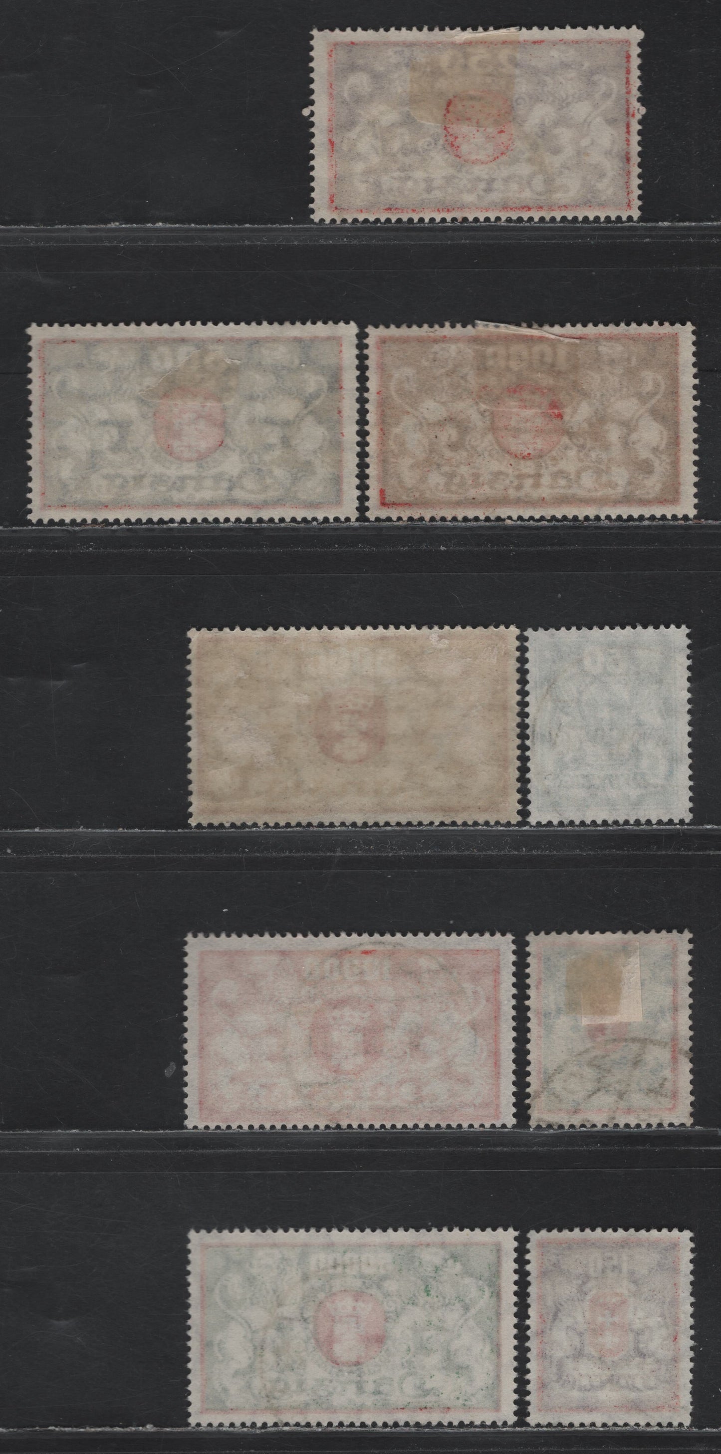 Lot 298 Danzig SC#106, 108-113, 123, 125 (michel# 127x, 129v, 119-122, 147, 149) 50m - 50,000 Pale Blue & Red - Green & Red , 1922-1923 Arms Issue, 8 Fine/Very Fine Used Singles, Webbing Wmk, All CTO Except 50m