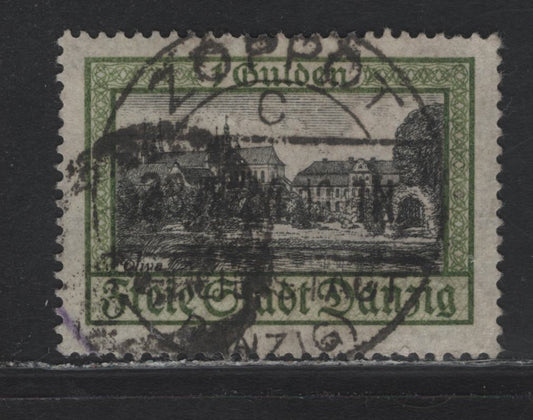 Lot 321 Danzig SC#193 (Michel 207) 1g Yellow Green & Black Oliva Castle, 1924-1932 Landmark High Value Definitives, A VF Used Single Favour Cancel Applied Over Parcel Post Cancel