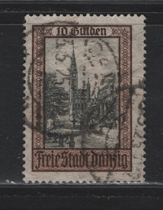 Lot 323 Danzig SC#199 (Michel #211) 10g Dark Brown & Black Council Chamber on Langenmarkt, 1924-1932 Landmark High Value Definitives, A VG Used Single Tiny Corner Crease at LR