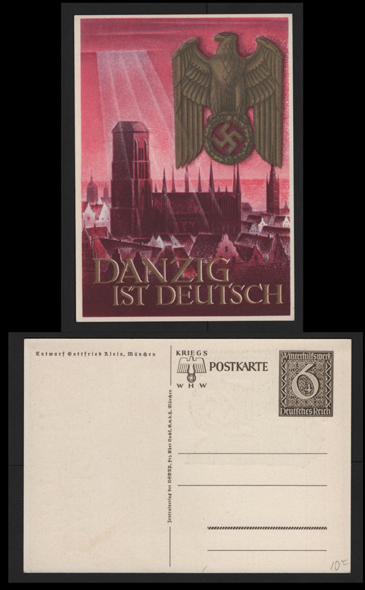 Lot 360 Germany, A Very Fine Used Postal Stationary Card, , Inscribed 'Danzig' In German, Nazi Period