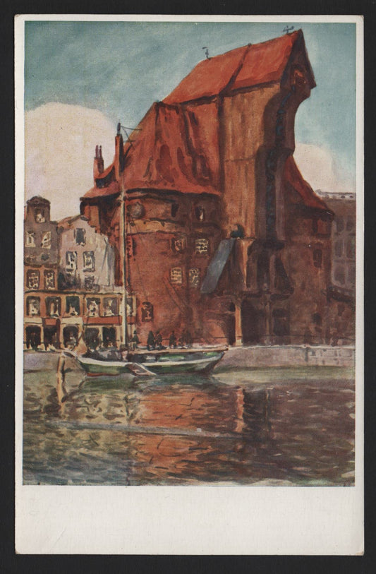Lot 381 Danzig SC, A Very Fine Used Deco Style Color Postcard, Depicting The Water Crane (Krantor) In The Port
