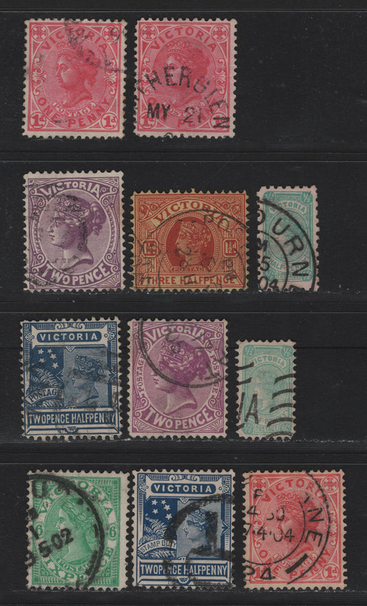 Lot 41 Australia - Victoria (C) SG#384/392 1/2d-6d Pale Blue Green - Emerald Queen Victoria, 1901-1910 Postage Issue, 11 Fine & VF Used Singles Wmk V Over Round Jeweled Crown, Dies 1 & 2 On 1/2d, Die 2 On 1d & Listed Shades