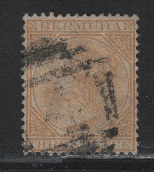 Lot 5 Bermuda (C) SG#5 3d Yellow on Buff , 1865-1903 Queen Victoria Keyplate Issue, A Fine Used Single, Crown CC Wmk