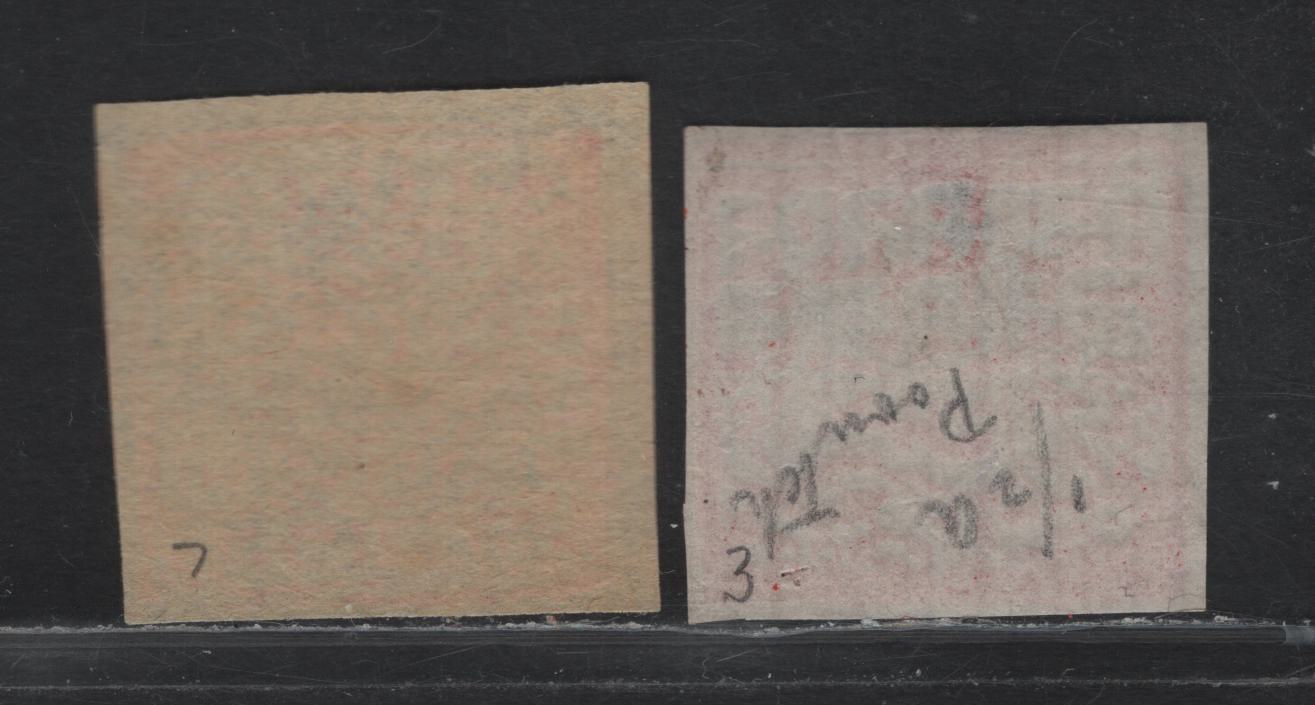 Lot 52 India - Poonch (C) SG#12, 27 1/2a - 1p Red on White - Red on Yellow , 1885-1894 Watercolor Issue, 2 Fine/Very Fine Unused Singles, 1/2a On White Wove Batonne Paper, 1p On Yellow Wove Batonne Paper