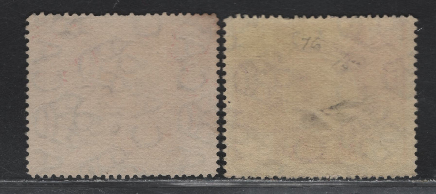 Lot 7 Bermuda (C) SG#70, 72 3c - 6d Purple on Pale Yellow - Purple , 1921 Tercentenary of Representative Institutions, 2 Fine Used Singles, Crown CA Wmk