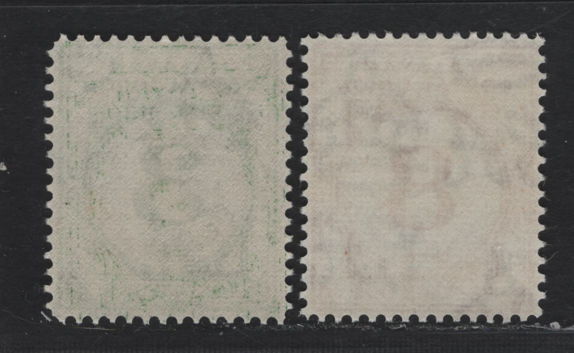 Lot 96 Malayan Postal Union (C) SG#D16, D19 3c - 8c Deep Green - Yellow Orange , 1951-1963 Postage Dues, 2 VFNH Singles, Perf 14, Script CA Wmk