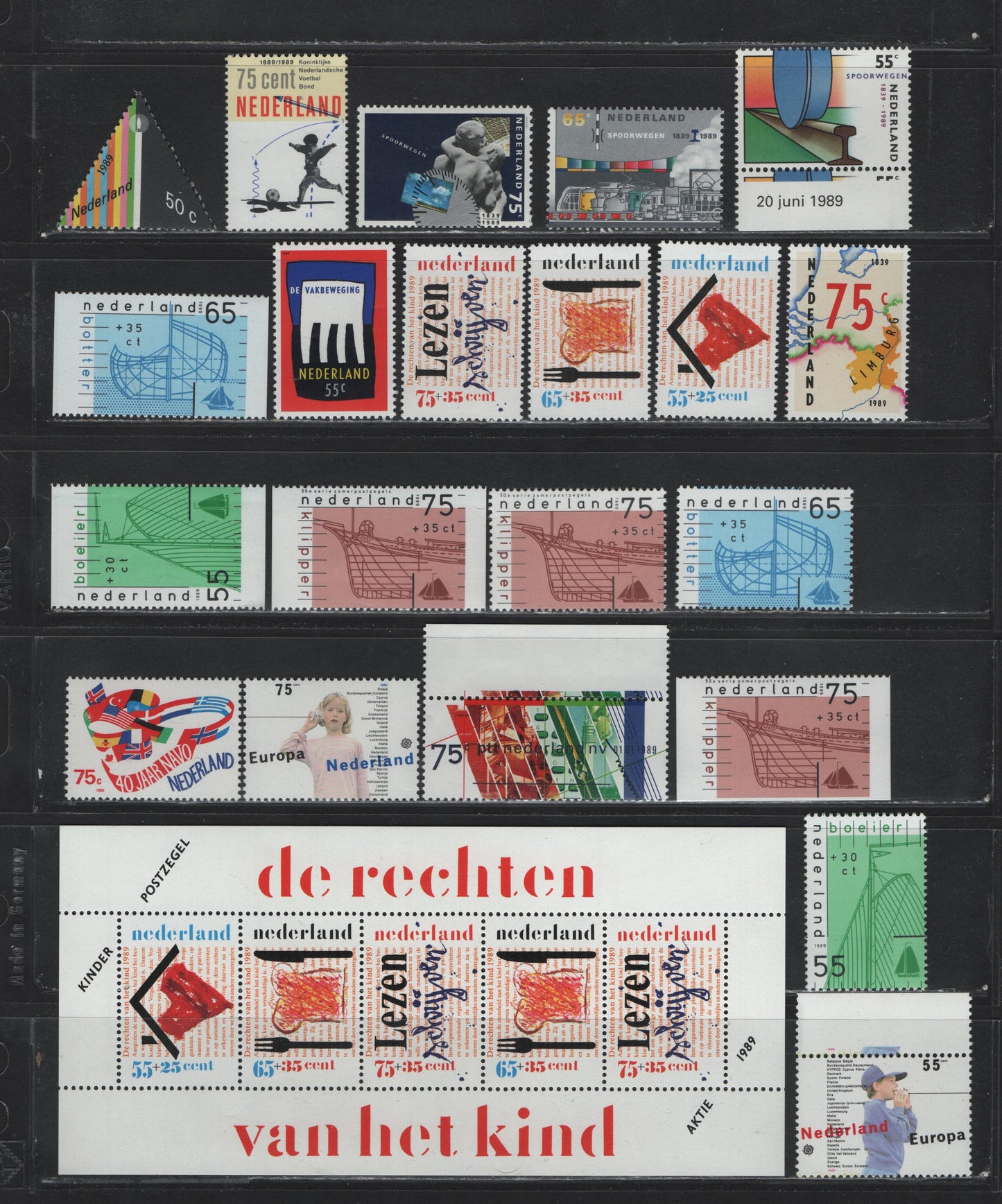 Lot 113 Netherlands SC#740-751, B644-B649a, 1989 Commemorative & Semi Postal Issues, 22 VFNH Singles & Souvenir Sheets, Complete Year Set, Includes Booklet & Sheet Singles