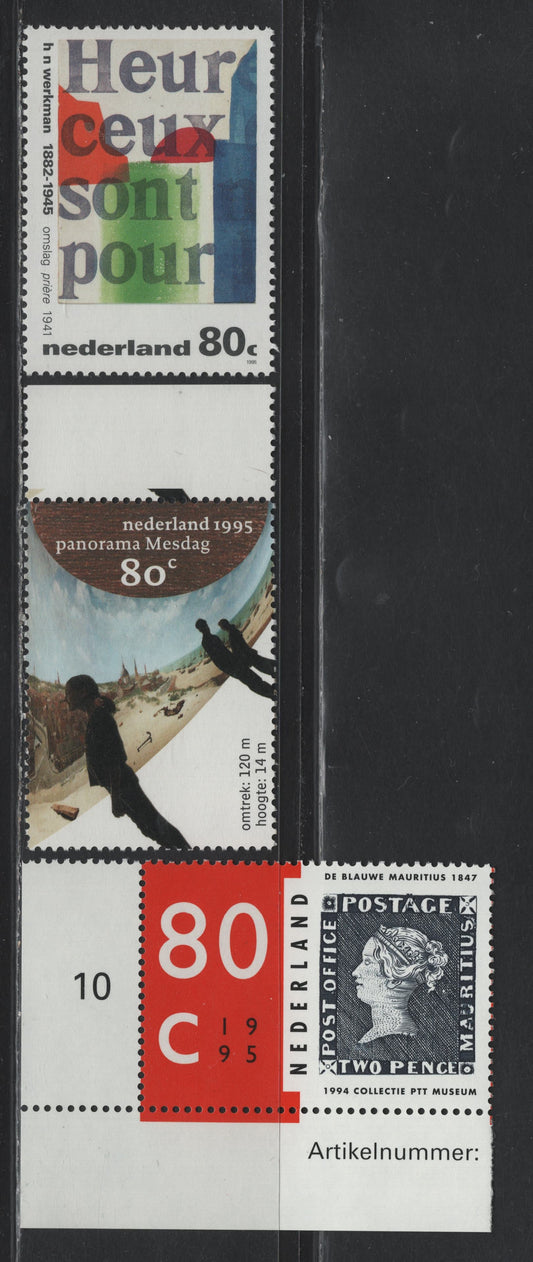 Lot 136 Netherlands SC#874-876 80c Multicolored , 1995 Acquisition Of Mauritius #2 By Netherlands PTT Museum Issue, 3 VFNH Singles