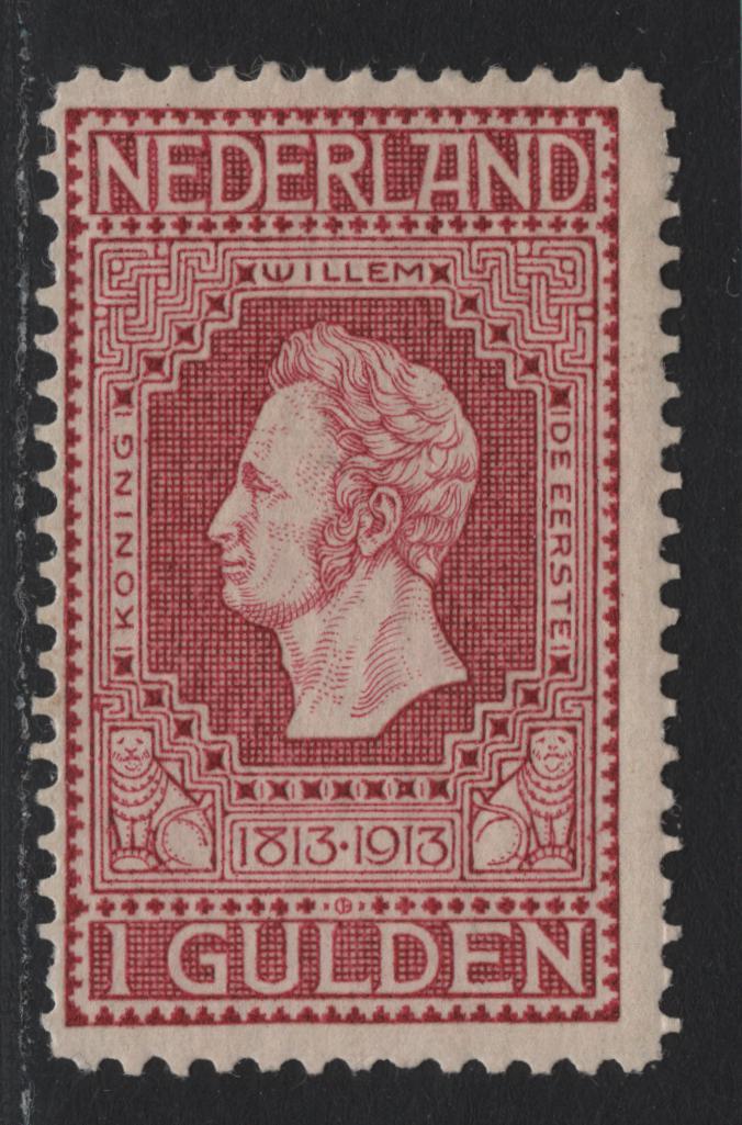 Lot 14 Netherlands SC#98 1g Claret , 1913 Centenary Of Dutch Independence Issue, A FOG Single