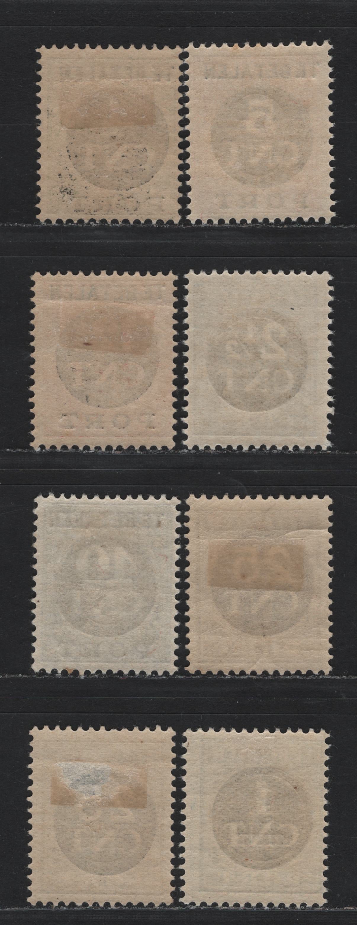 Lot 149 Netherlands SC#J72-J79 1c on 3c - 12.5c on 5c Ultramarine - Carmine , 1923 Postage Dues, 8 VG/F/VFOG Singles, Small Hinge Thin On J75