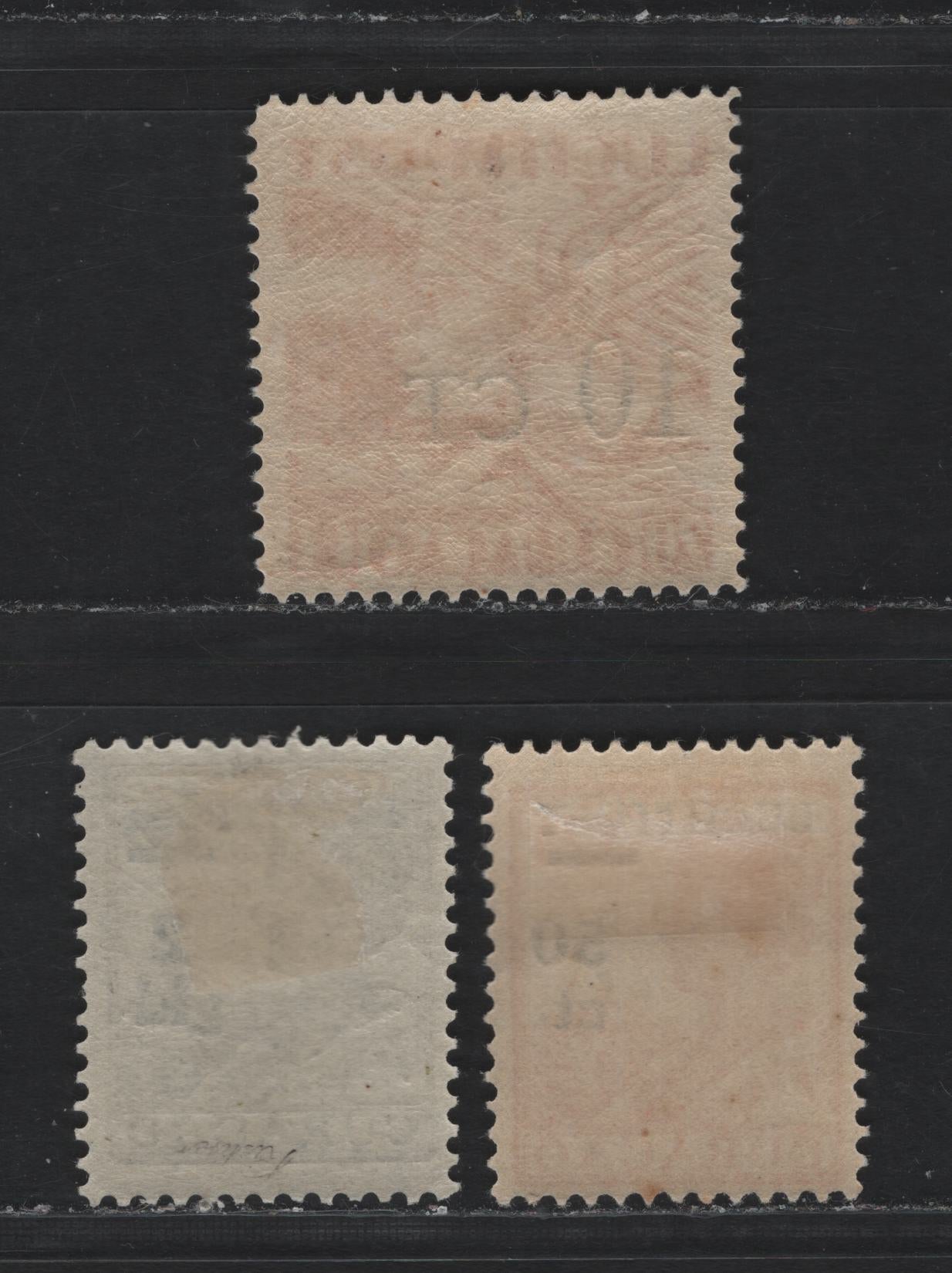 Lot 181 Netherlands Antilles SC#C1, C3, C17 50c on 12.5c - 10c on 20c Red , 1929-1934 Airmail Surcharged Issue, 3 F/VFOG Singles