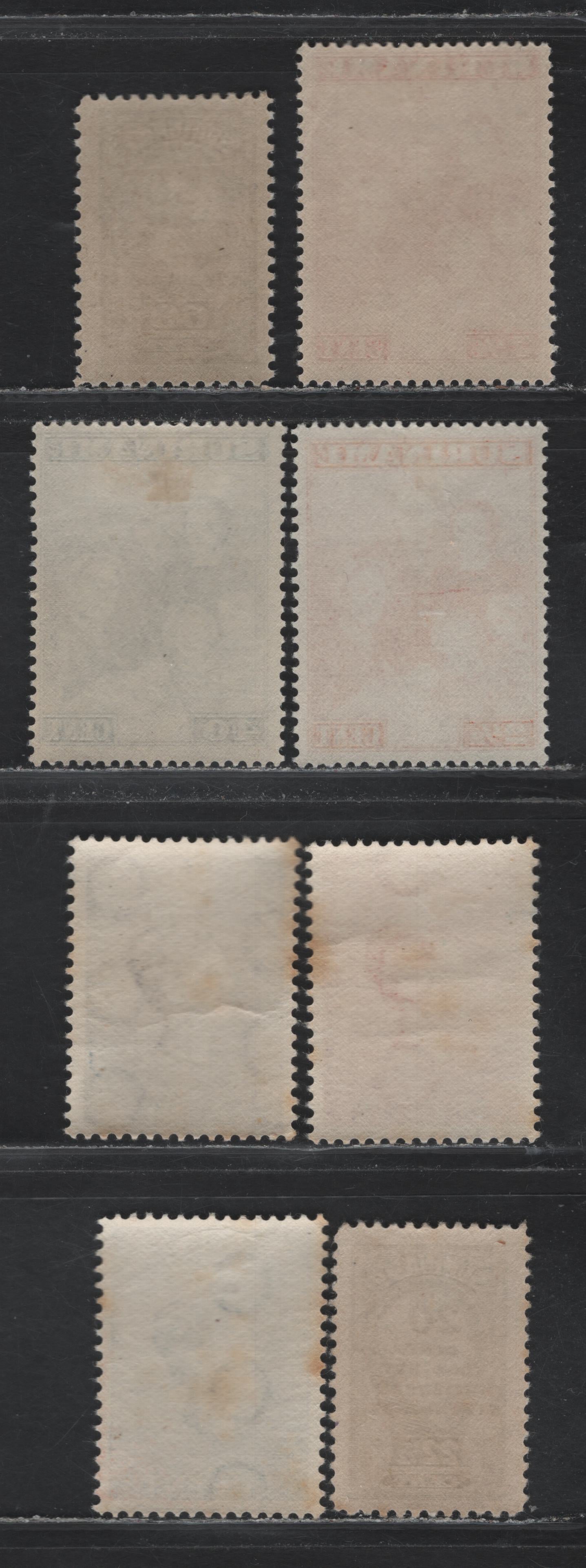 Lot 263 Surinam SC#164-166, 176-177, 179, B44-B46 2c - 60c+50c Dull Purple - Violet , 1938-1945 40th Anniv of Wilhelmina's Reign - National Welfare Fund Semi Postals, 9 F/VFOG Singles, Some Toning On Gum Of 164-166