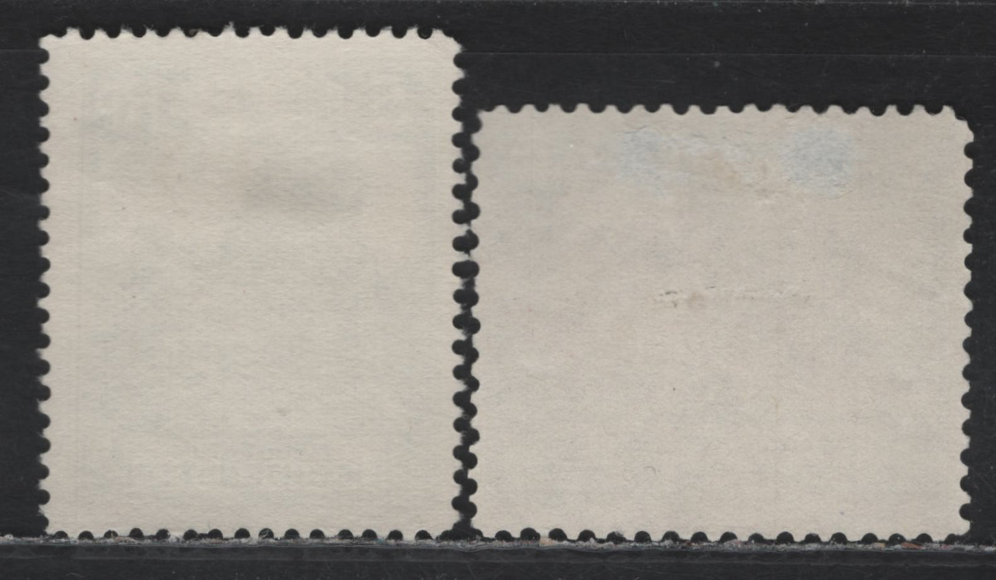 Lot 285 Liechtenstein SC#95a, 107 2fr - 5rp Gray Green & Red Brown - Deep Green , 1930 Pictorial Issue, 2 Fine/Very Fine Unused Singles, Perfs 10.5 (2fr) & 11.5 (4rp), 2fr Has A Shallow Thin