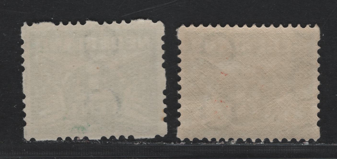 Lot 46 Netherlands SC#169a, 170c 2.5c - 3c Green - Yellow Green , 1926-1939 Gull & Queen Wilhelmina Issue, 2 VFNH Singles, Syncopated Perf Types B (2.5c) & C (3c)