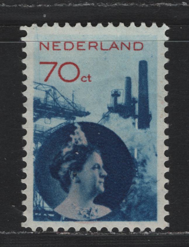 Lot 58 Netherlands SC#195 70c Dark Blue & Red , 1931 Queen Wilhelmina & Industrial Buildings Issues, A VFOG Single, Perf 12.5