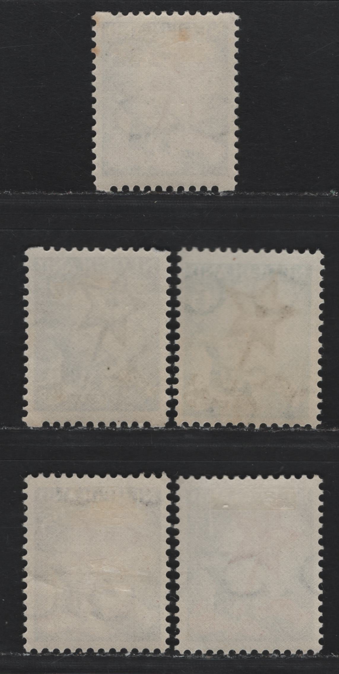 Lot 66 Netherlands SC#B66-B68, B67a, B69a 1.5c+1.5c - 12.5c+3.5c Slate & Orange Brown - Dark Blue & Silver , 1933 Child Welfare Societies Semi Postals, 5 F/VFOG Singles, Regular & Syncopated Perf Type C, 6c+4c Is NH