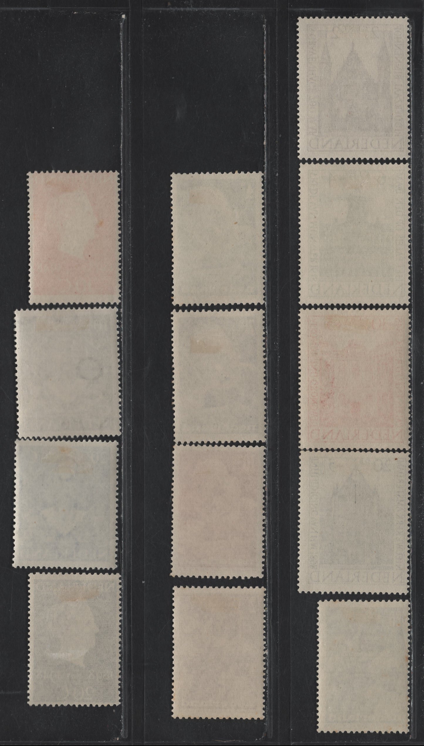 Lot 95 Netherlands SC#302-305, B180-B184 10c - 20c+5c Vermillion - Deep Blue , 1948 50th Anniv of Queen Wilhelmina's Reign - Social & Cultural Purposes Semi Postal Issues, 9 F/VFOG Singles, Small Tone Spot On B184