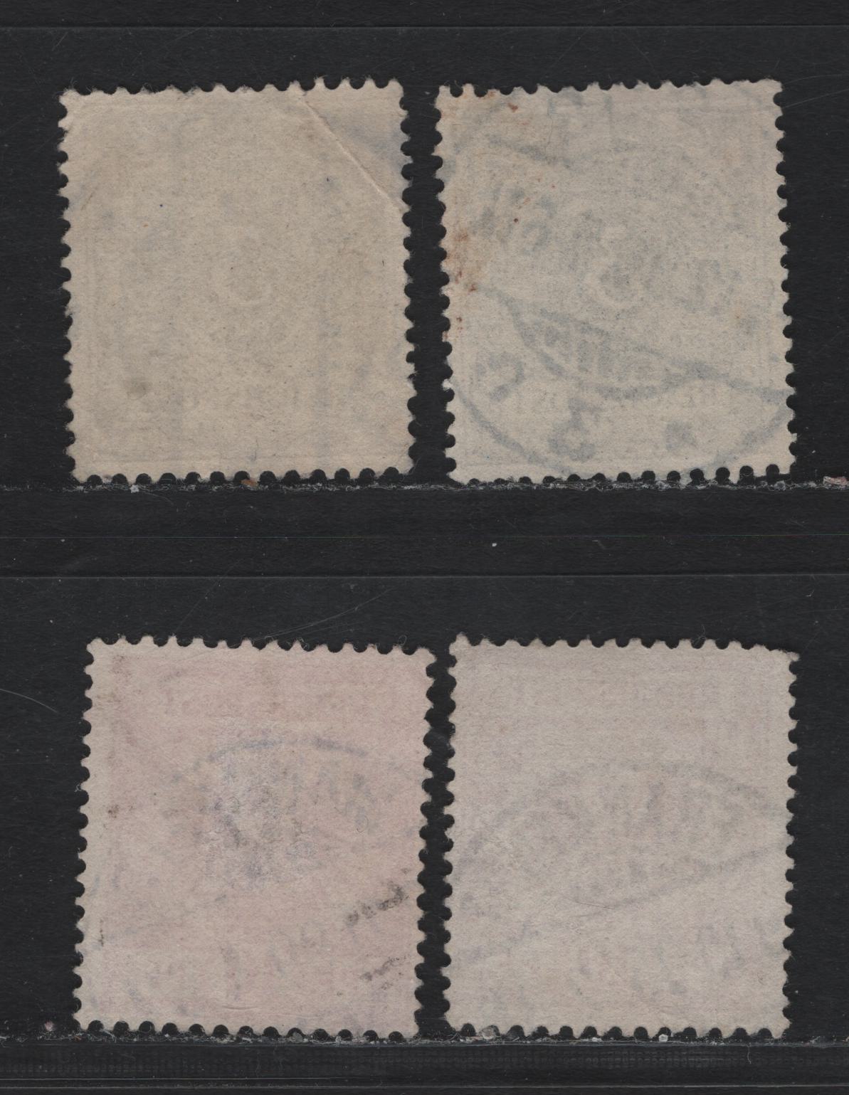 Lot 102 Germany SC#46,a, 48 945a,b, 47a,da) 3pf - 10pf Yellow Brown - Red Carmine , 1889-1900 Crown & Eagle Reichpost Issue, 4 Fine/Very Fine Used Singles, Magenta Fluoresing Dark Carmine Under UV & Red Carmine Fluorescing Dark Red Under UV