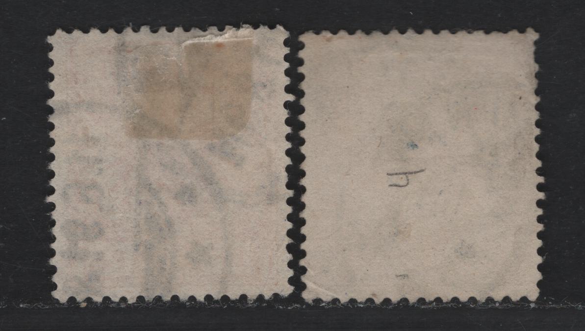 Lot 108 Germany SC#50b (49aa,b) 25pf Lively Yellowish Orange - Yellowish Orange , 1889-1900 Crown & Eagle Reichpost Issue, 2 Fine/Very Fine Used Singles, Heavy Cancel On The Expensive Shade, Date Is 1892, Given That The Shade Appeared in 1891.