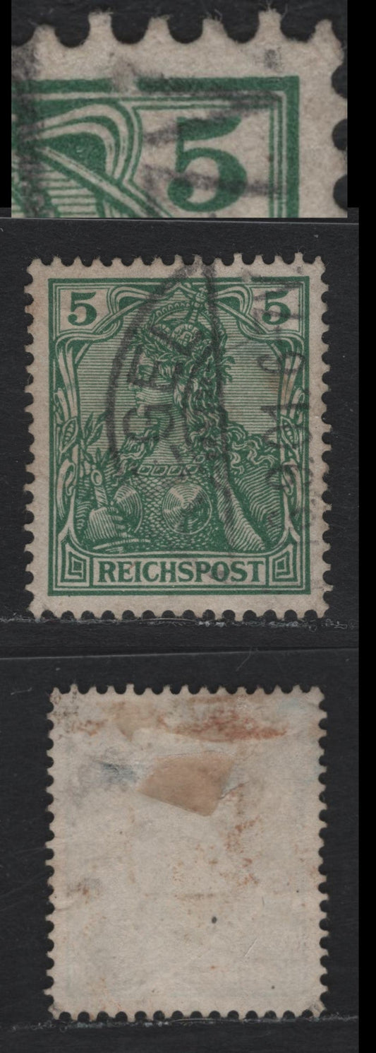 Lot 114 Germany SC#54var 5pf Green , 1900 Reichpost Germania Issues, A Very Fine Used Single, Dark Rose Red Is The Scarcer Shade