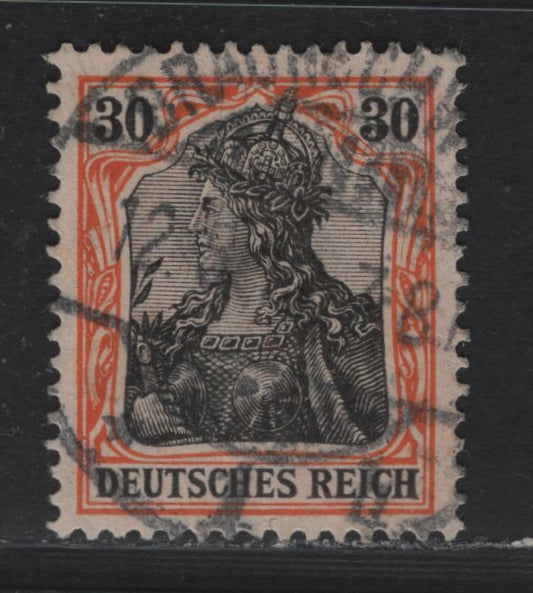 Lot 130 Germany SC#84c (Michel 89Iy) 30pf Black & Red Orange , 1905-1913 Germania Issue, A Very Fine Used Single, White Paper