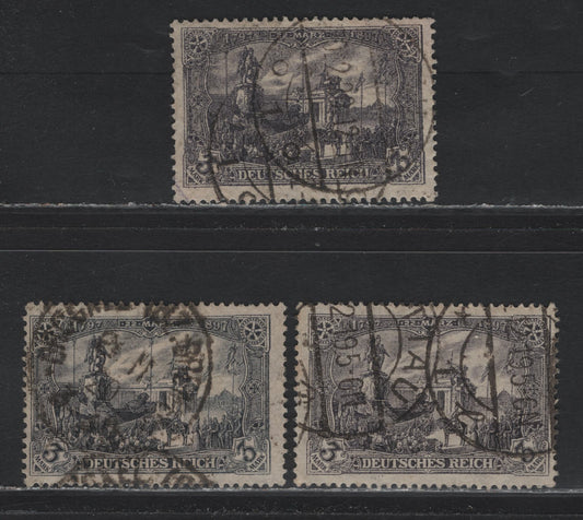 Lot 155 Germany SC#94,b (96BIIa-b) 3m Blackish Gray Violet - Blackish Violet Gray , 1913-1920 Germania Issue, 2 Fine Used Singles, December 1919 & February  1920 Cancels