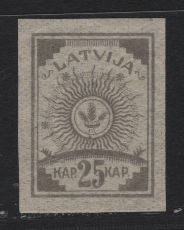 Lot 190 Latvia SC#13A 25k Gray , 1919 Arms Issue, A VFNH Singles