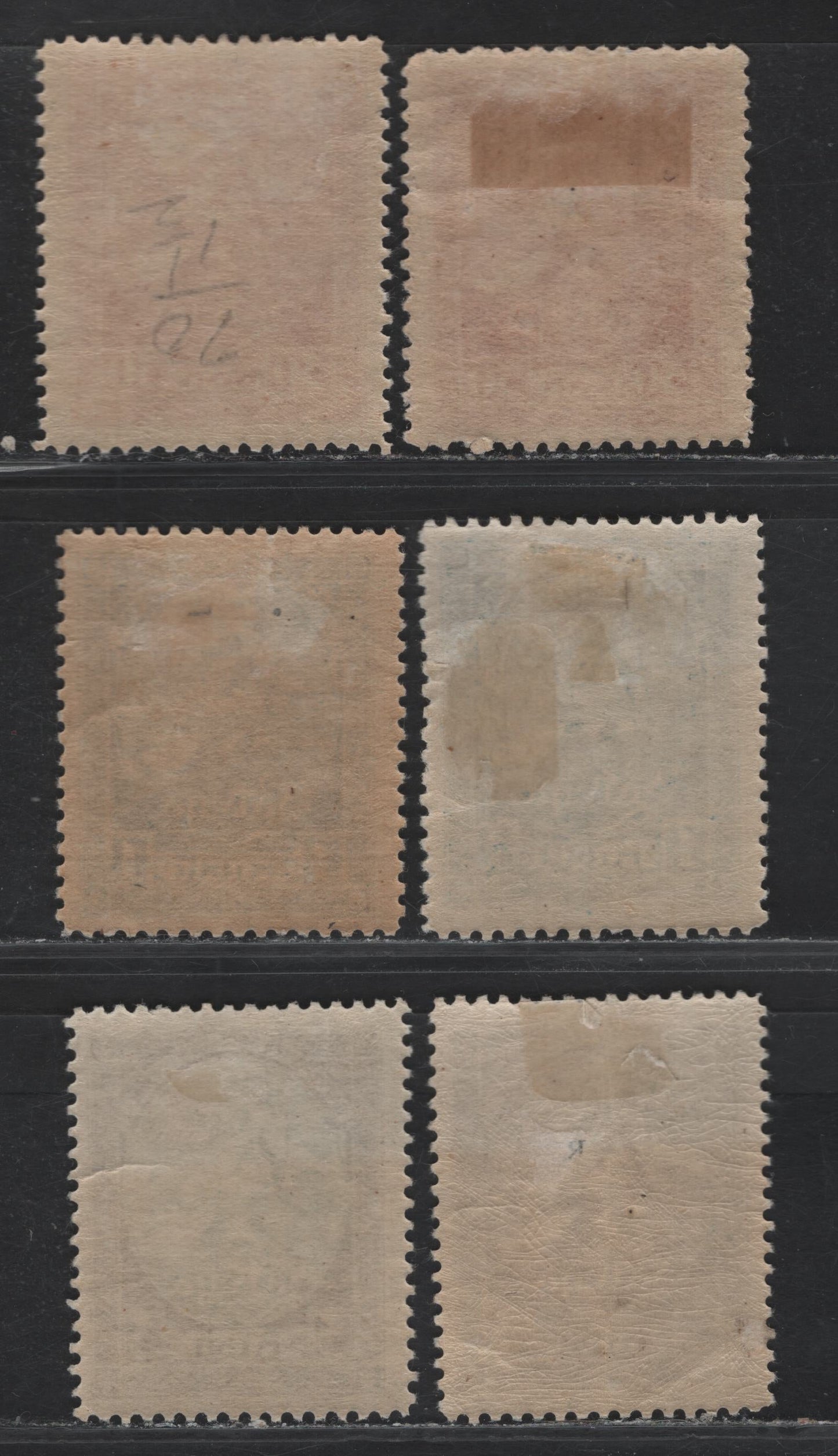 Lot 217 Latvia SC#70-73 50k - 5r Rose - Slate & Violet Brown , 1920 First National Assembly Issue, 6 VFOG Singles, With Additional Shades & Perfs,