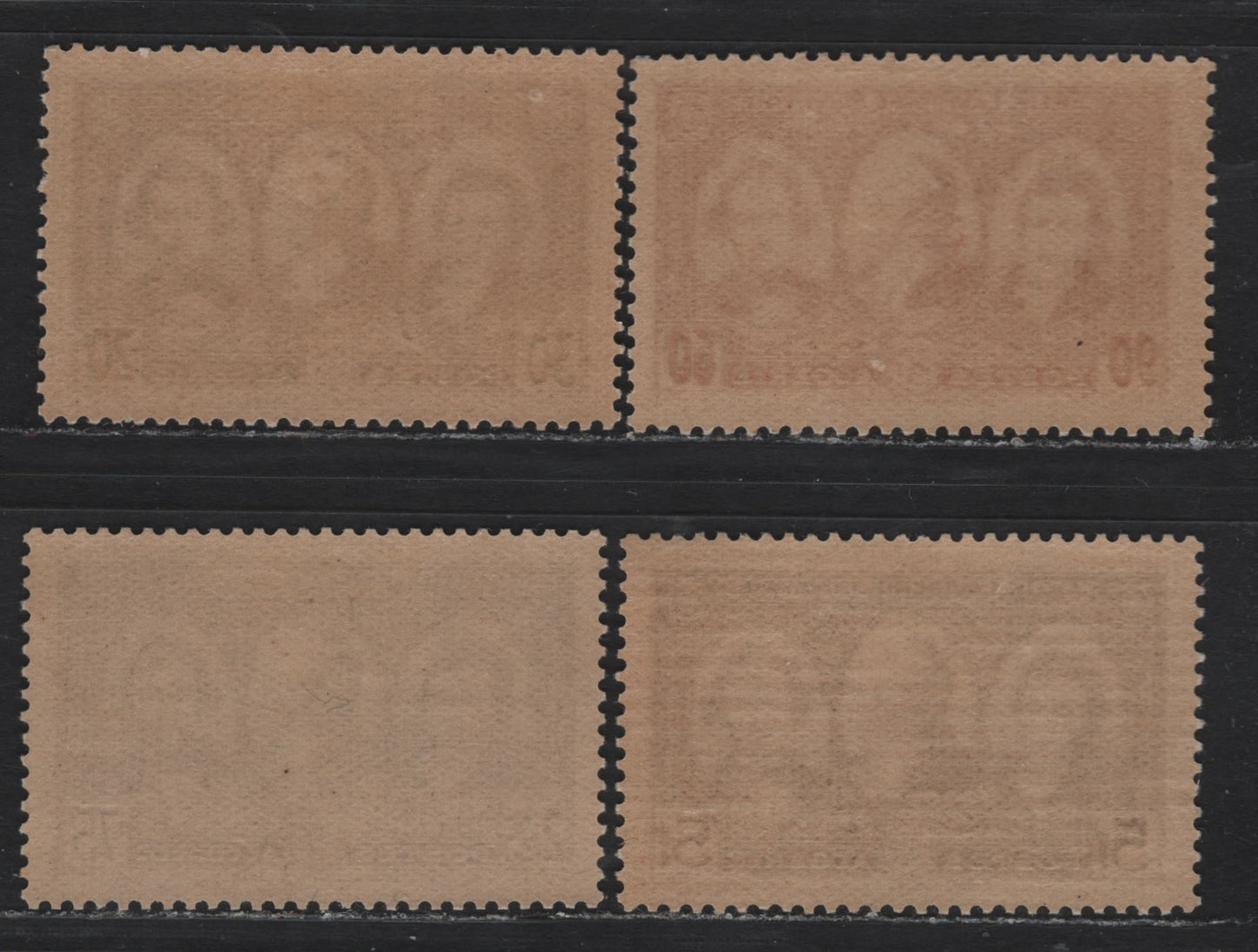 Lot 221 Algeria SC#B28-B31 30c+20c - 5fr+5fr Dark Blue Green - Dark Brown , 1939 Pioneers of the Sahara Semi Postal Issue, 4 VFOG Singles