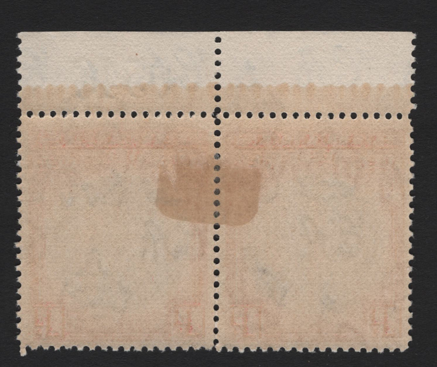 Lot 247 Bahamas SG#126 1d Slate Violet & Rose Red , 1930 Tercentenary Issue, A VFOG Top Sheet Margin Pair, Sheet Number In Selvedge