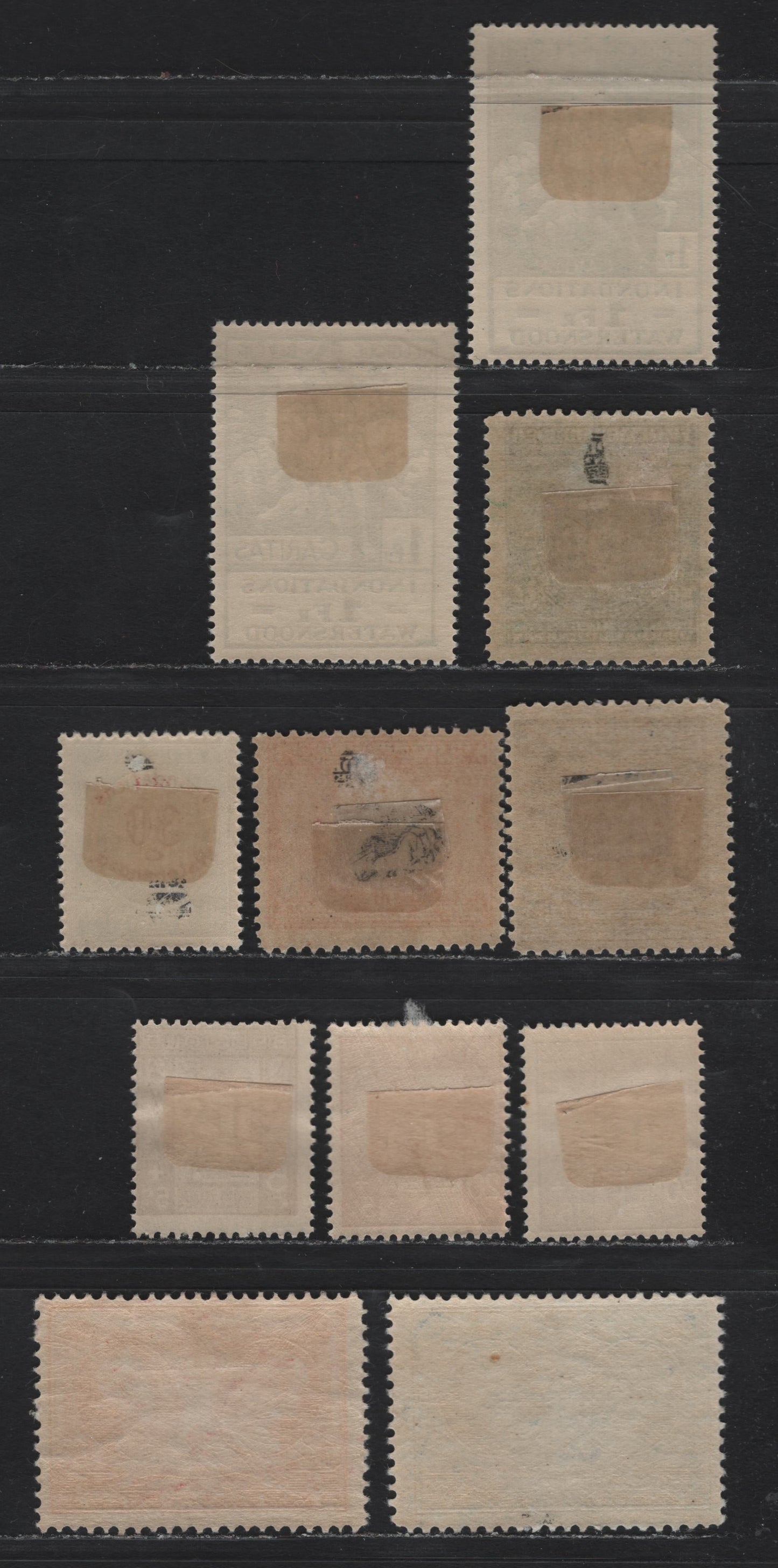 Lot 265 Belgium SC#B48-B50, B56-B63 5c+5c -5fr + 1f Deep Green - Rose Red Discus Thrower - Queen Elisabeth & King Albert I, 1920 7th Olympic Games Semi-Postal Issue - 1926 Tubercular War Veterans Issue, 11 Fine & VFOG Singles