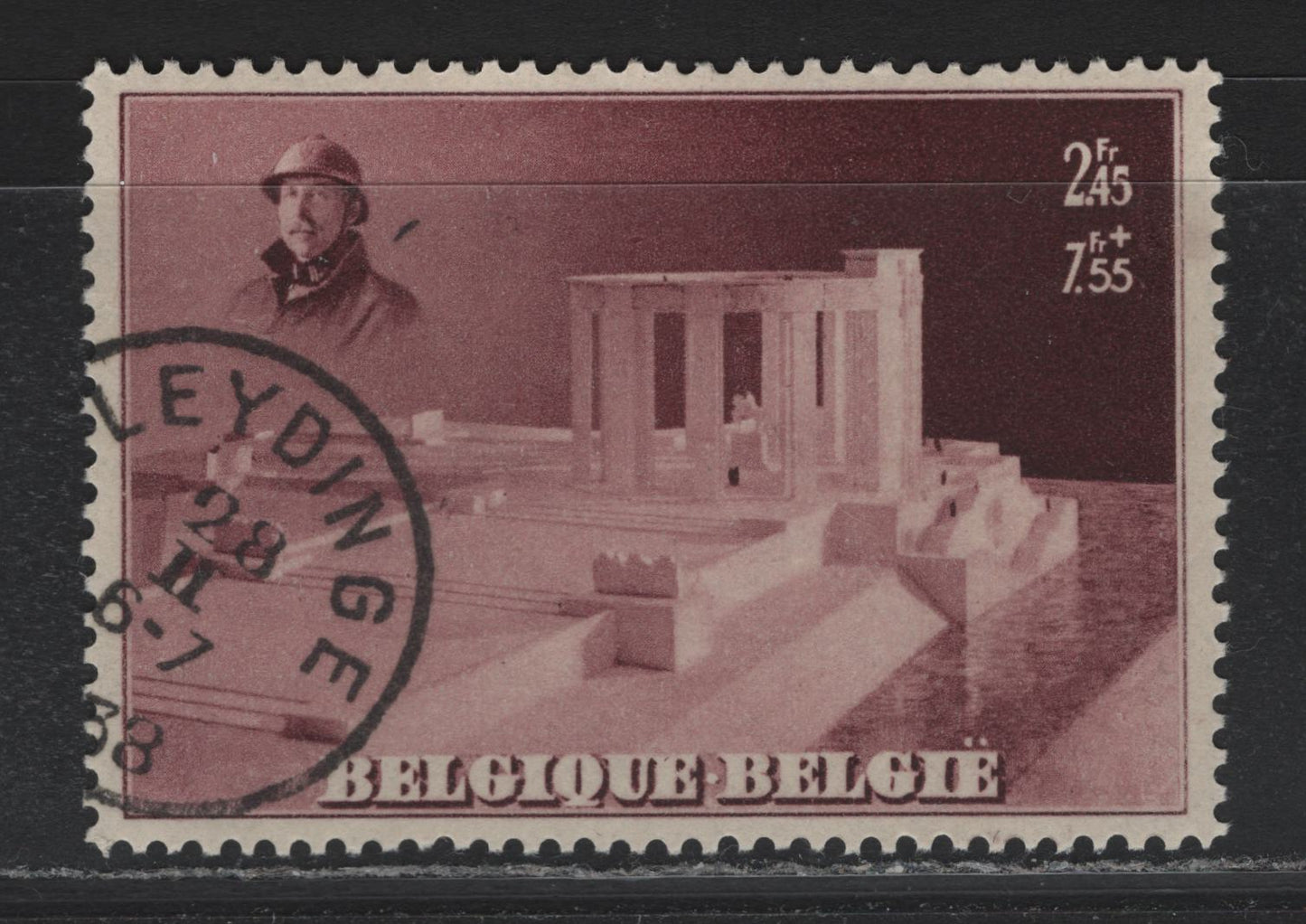 Lot 269 Belgium SC#B208a 2.45fr + 7.55fr Brown Violet King Albert I Memorial, 1938 King Albert Memorial Issue, A VF Used Single