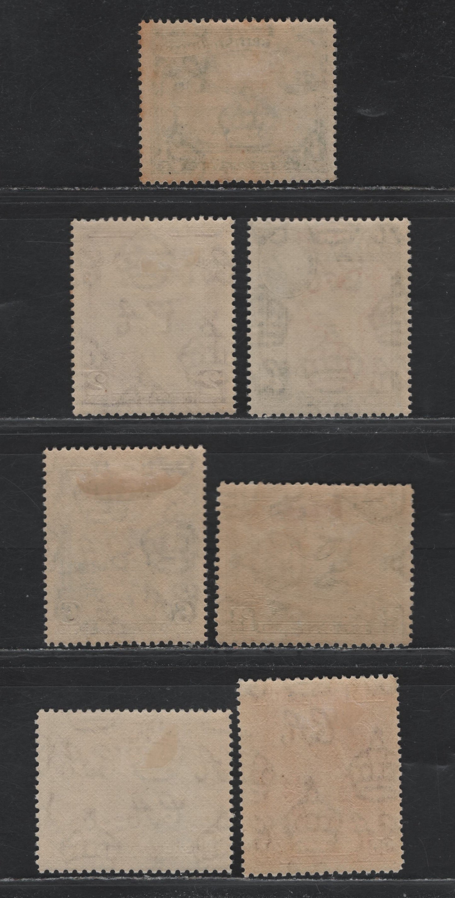Lot 282 British Guiana SG#308b, 309a, 310b, 311b, 312, 315, 316a 1c-96c Green - Purple Ploughing Rice - Sir Walter Rakleigh, 1938-1952 King George VI Pictorial Issue, 7 Fine & VFOG Singles Various Perfs, 1944, 1949 and 1952 Printings